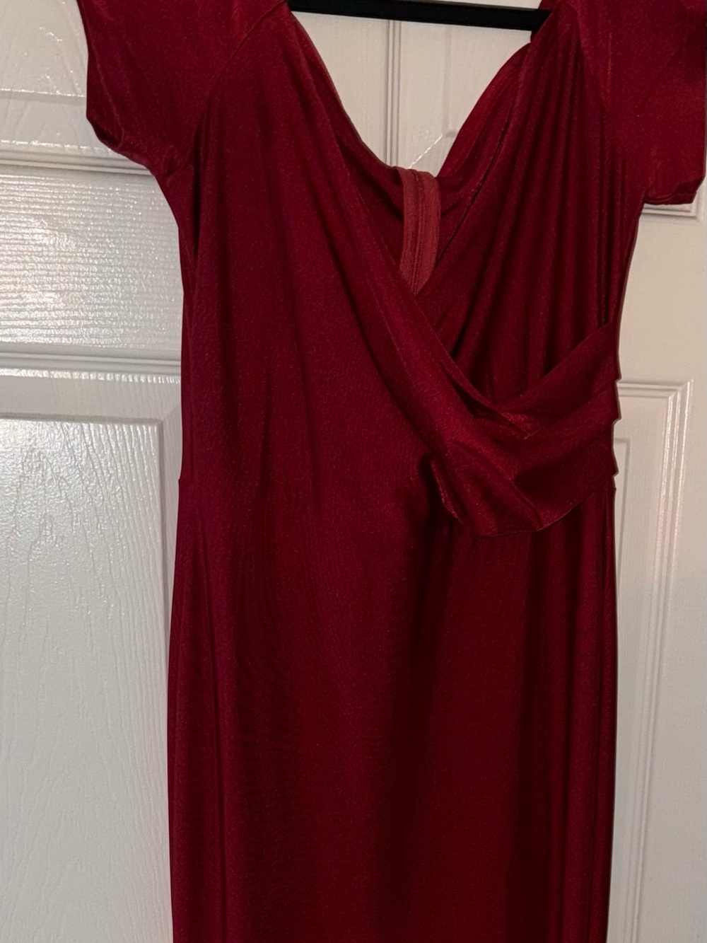 Elegant Red Wrap-Style Women’s Dress